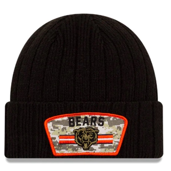 Men's New Era Black Chicago Bears 2021 Salute To Service Knit Hat - Picture 1 of 3